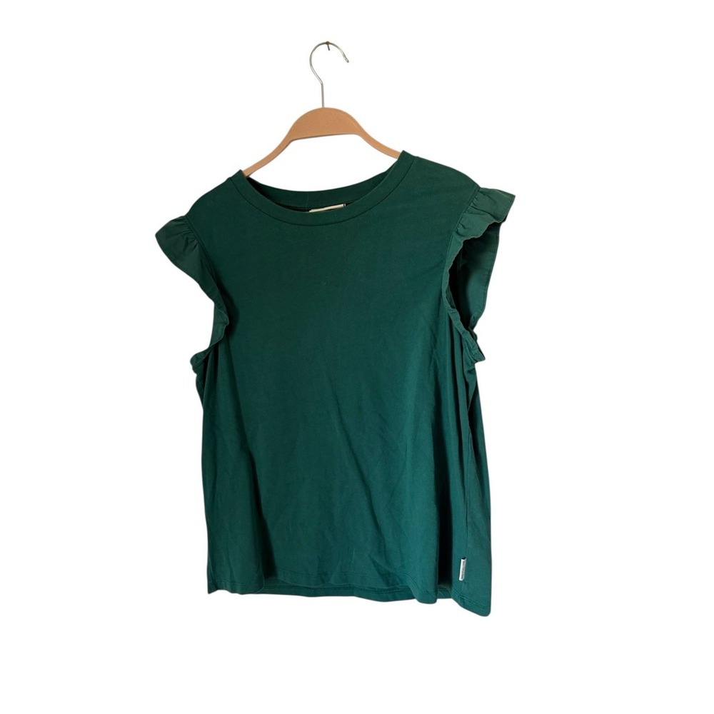 Marc O' polo  size large teal green ruffle sleeveless cap sleeve‎ tank womens